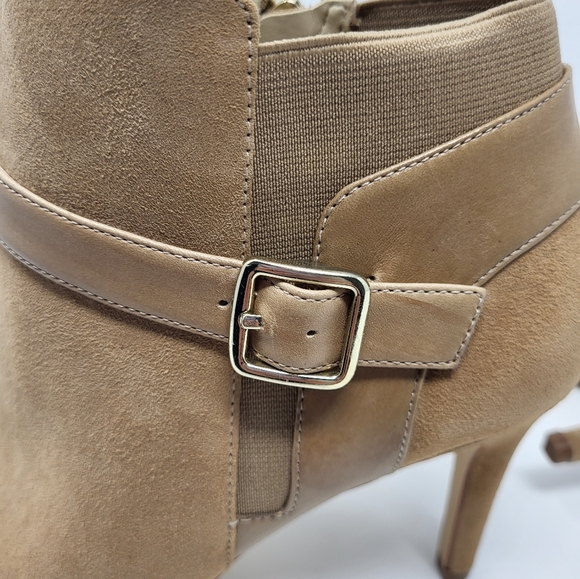 Marc Fisher QM Shimmee Leather Suede High Heel Open Toe Boots Booties Zip 9.5 M - Picture 8 of 11